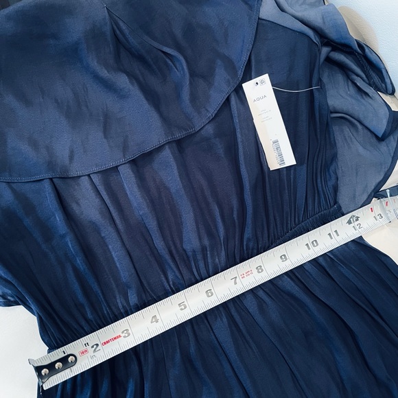 NWT (S) Aqua popover lace inset halter long midi maxi navy black open shoulder - Picture 6 of 11